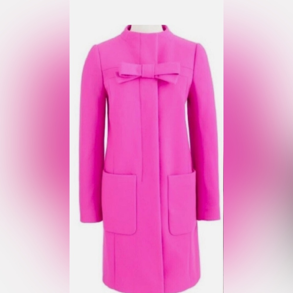 J. Crew Bright Fuchsia Bow-Accent Trench Coat